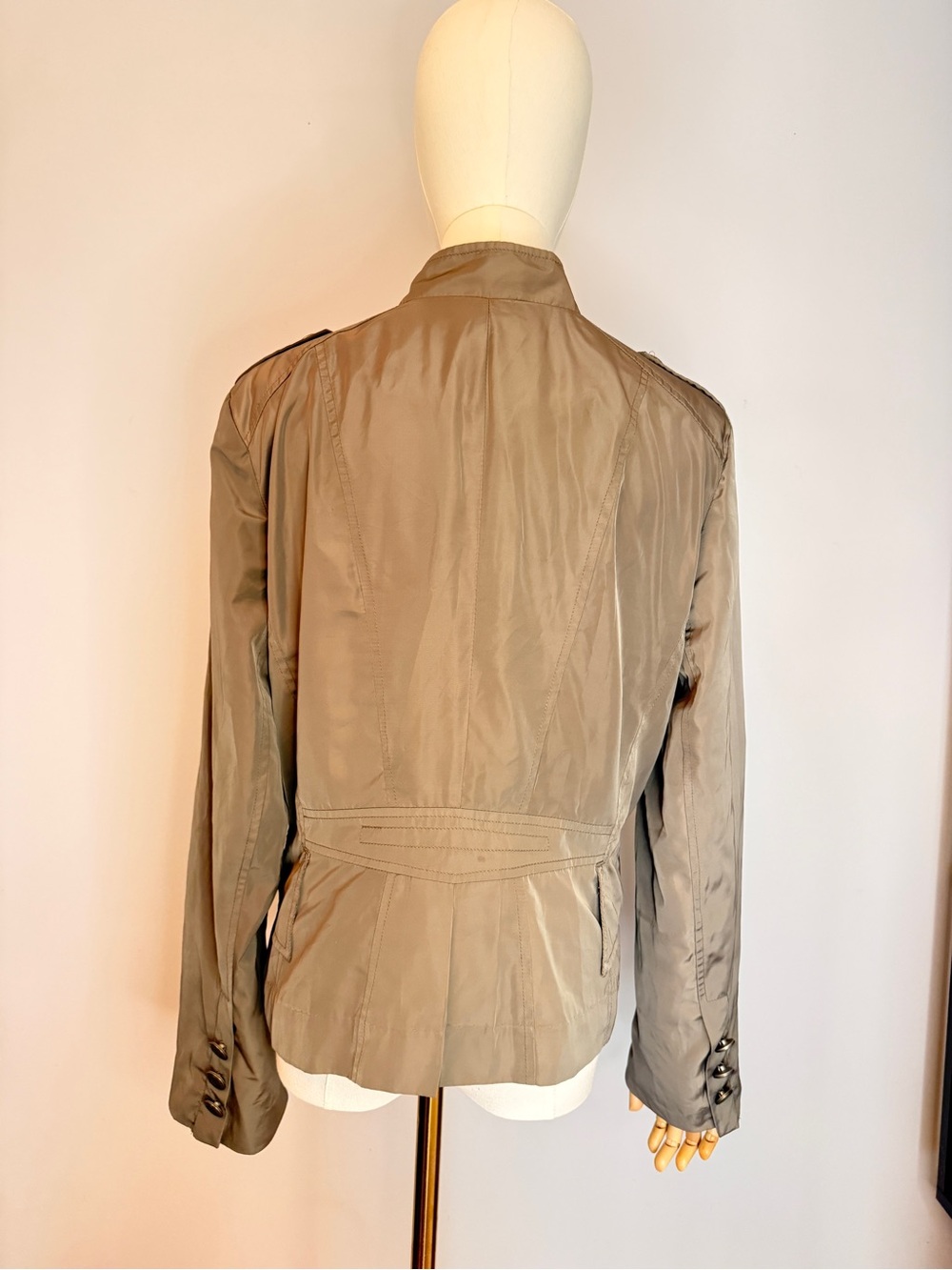 Mario Serrani Italy Utility Blazer Jacket - Khaki Grey (Size 12) - Picture 5 of 10